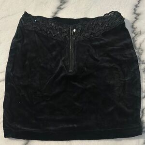 Elegant Black Lace & Sequins Trim Mini Skirt